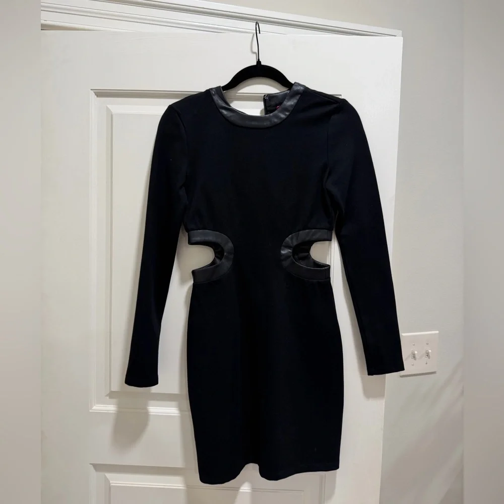 STAUD Black Long-Sleeve Cutout Sheath Dress - Picture 1 of 2